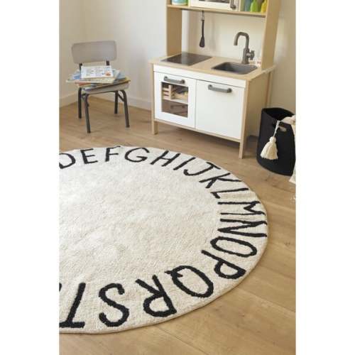 ABC Round Washable Rug, Black/Natural - Lorena Canals | Maisonette