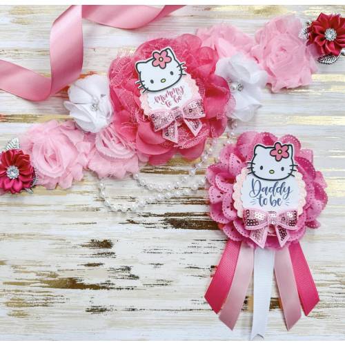 Banda de Hello Kitty rosa para baby shower para futuras mamás, banda de maternidad de Hello Kitty para futuras mamás