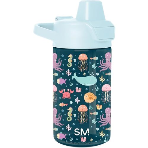 Simple Modern Kids Tritan Plastic Summit Water Bottle | 12 oz BPA-Free Cup with Covered Leak Proof Straw Lid for Girls, Boys, Toddlers | Under the Sea