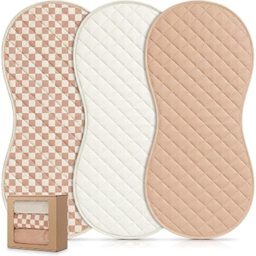 Moukeren 3 Pcs Quilted Baby Changing Pad Liners, Multicolor, Brown Style