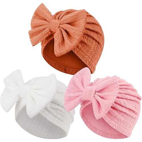 Newborn Baby Girl Hats with Bow Toddler Infant Beanie Cap Newborn Hospital Hats for Baby Girl Kid 0-12 Months