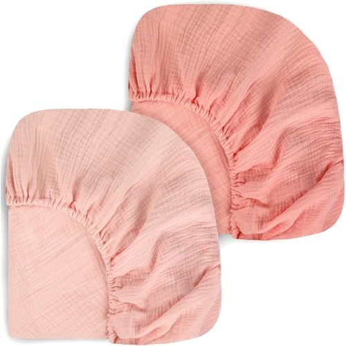 MIGIOL 100% Cotton Crib Sheet, Cotton Breathable Crib Sheet, Standard Crib Sheet, Size 52 "X 28", 2 Pieces (Gradient Pink)
