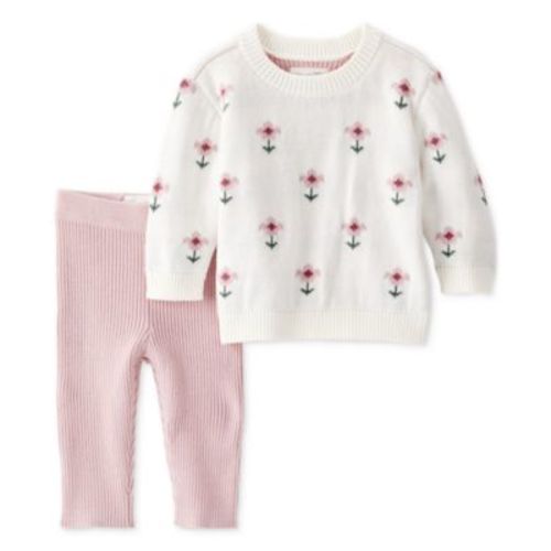 Carter's Baby Girls 2-Piece Floral Sweater-Knit Top and Knit Leggings Set