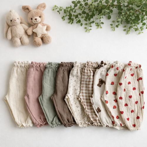 Organic Cotton Muslin Baby Pants, Soft Unisex Bloomers, Boho Toddler Trousers, Gauze Kids Clothing