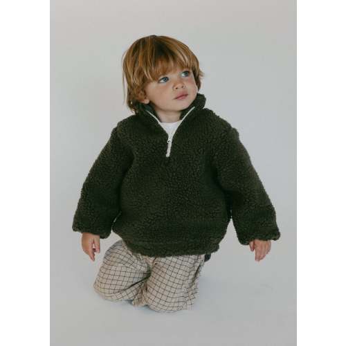 Sherpa Quarter Zip Pullover- Olive