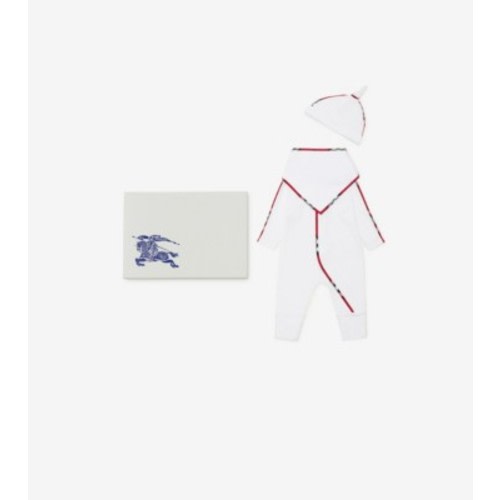Stretch Cotton Three-piece Baby Gift Set in White - Children | Burberry® Official