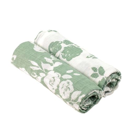 Bebe au Lait Classic Muslin Swaddle Blankets - Vintage and Modern Floral , 47x47 Inch (Pack of 2)