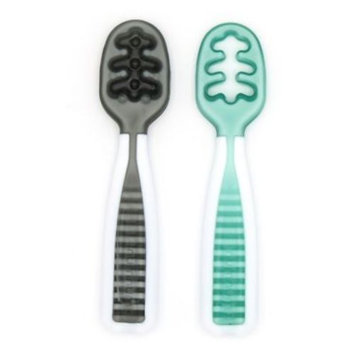 NumNum™ Pre-Spoon GOOtensils Dual-Stage Utensil Set in Green/Grey - GREEN/GREY - 2 PIECE