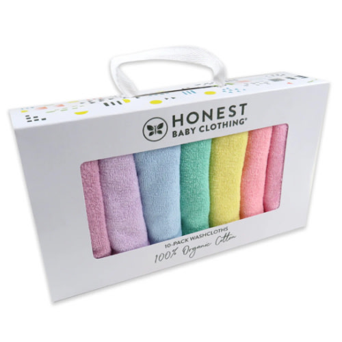 10-Pack Organic Cotton Baby-Terry Wash Cloths, Bright White | Honest Baby Clothing