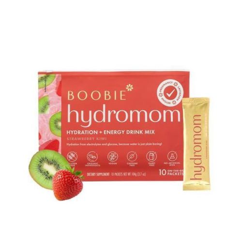 Boobie Hydromom Electrolyte Drink Mix Mineral Supplement Powder - 10ct - Strawberry Kiwi