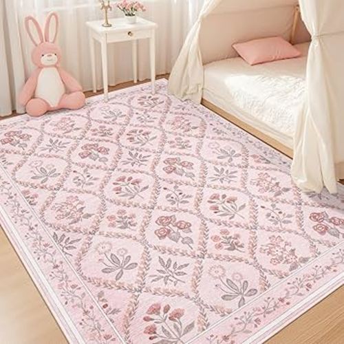 Amazon.com: Dadasgk Pink Rug for Nursery Girl Bedroom 5x8, Cute Floral Coquette Room Decor for Teen Girls Aesthetic,Washable Light Pink Scalloped Rug for Kids Room Dorm Room College Students Playroom : Home & Kitchen