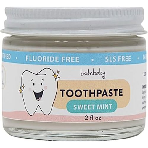 Kids All Natural Fluoride Free Toothpaste with Xylitol, SLS Free, Vegan, Gluten Free, BPA Free, Zero Waste, Mint, 2 fl oz