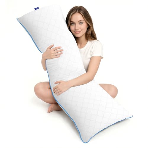 YZ HOME Long Body Pillow for Adults - Firm Body Pillow Insert with Shredded White Memory Foam, Adjustable Height, Soft Support for Side Sleeping, Pregnant Women, Washable (White, 20x54 Inch)