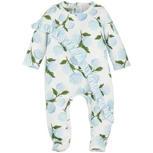Mud Pie Baby Girl Hydrangea Ruffle Sleeper