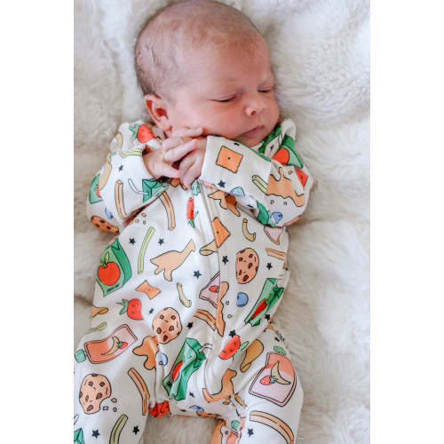 Bamboo Zipper Footie in Snack Attack | Caden Lane