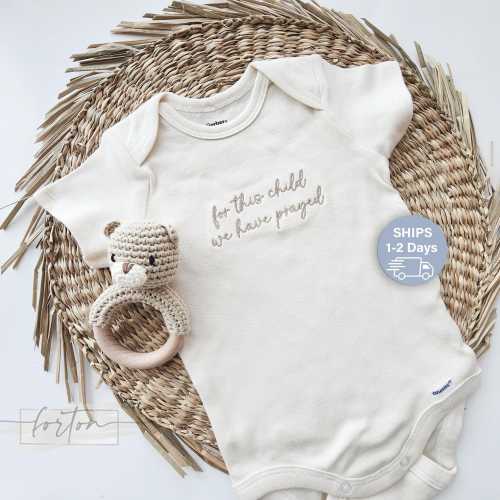 For this Child We Have Prayed Onesies® Baby Onesies® Brand, Pregnancy Announcement, Answered Prayer, Religious 1002