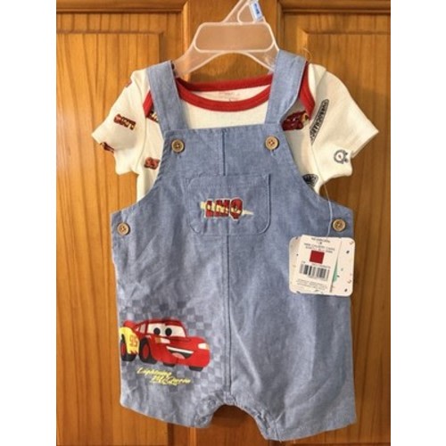 NWT Disney Baby Cars Lightning McQueen 2 Piece Overall & T-Shirt Set 3-6 Months