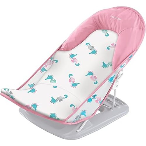 Summer Infant Deluxe Baby Bath Seat, Adjustable Support for Sink or Bathtub, Includes 3 Reclining Positions - Sea Horse