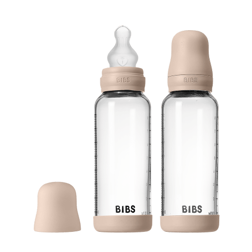Baby Glass Bottle Set 240ml 2 Pack Silicone - Blush