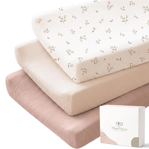 MairMore Changing Pad Cover for Neutral Baby Muslin Soft Cotton Diaper Changing Table Pad Cover Changing Pad Sheets for Girls and Boys - 2 Pack(Green)