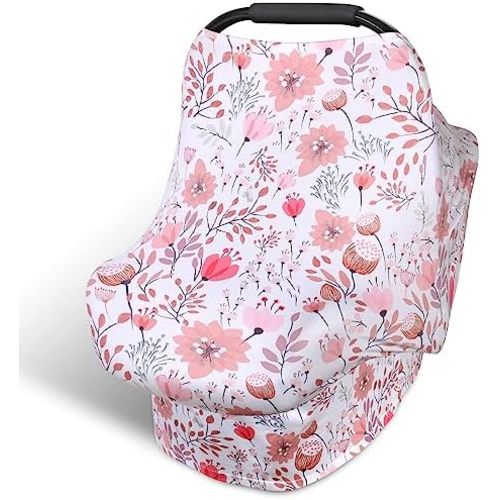 Rquite 4-in-1 Baby Car Seat Canopy, Stretchy Nursing Breastfeeding Cover