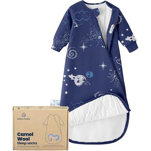 Organic Cotton Baby Sleep Sack, Long Sleeve 1.0 TOG Wearable Blanket, 0-6M