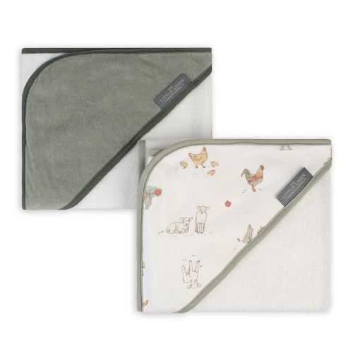 The Little Linen Co. Hooded Towel 2 Pack Farmyard Lamb