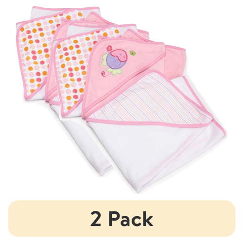 (2 pack) Spasilk Baby 3 Pack Terry Bath Hooded Towels, Pink