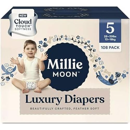 Millie Moon Luxury Diapers COUCHES DE Luxe - Sizes 1-6 (28lbs-39lbs)