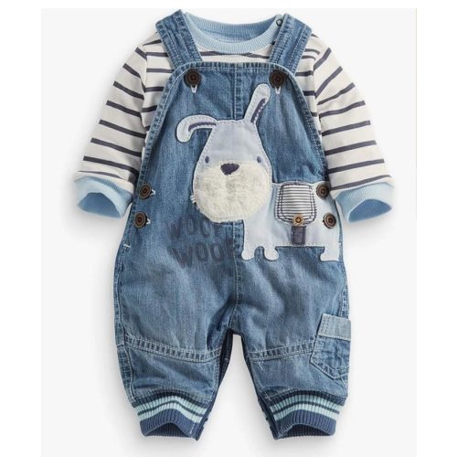 Cute Baby Boy Clothes Suit Toddler Boys' Striped long Sleeve T-Shirt+Denim Overalls Jumpsuit Pants Outfits Sets