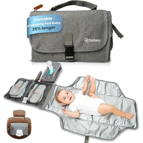 Portable Changing Pad - Changing Pad Travel Extra Long Waterproof with Storage and Wipes Pocket - Foldable Baby Diaper Changing Pad - Portable Changing Station for Travel, On-the-Go Parents & Newborns