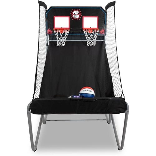 Pop-A-Shot - Home Dual Shot | Arcade Basketball Game for Home | Sensor Scoring Hoop, 16 Game Modes, 7 Balls | Foldable for Easy Storage | Fun for All Players