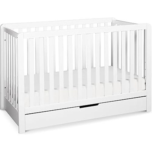 Carter's by DaVinci Colby 4-in-1 Convertible Crib with Trundle Drawer in White, Greenguard Gold Certified, Undercrib Storage