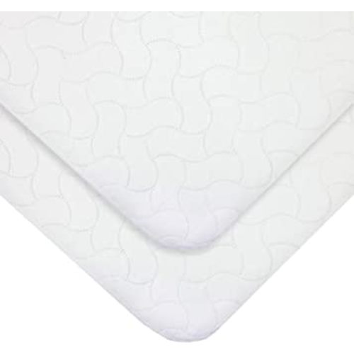 American Baby Company 2 Pack Waterproof Reusable Embossed Quilt-Like Flat Crib Protective Mattress Pad Cover for Babies, Adults and Pets, White