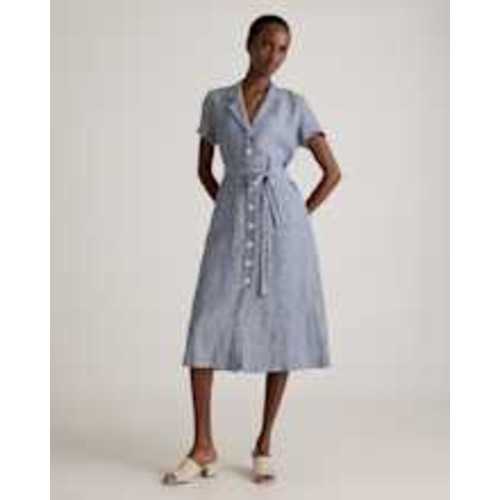 100% European Linen Button Front Dress