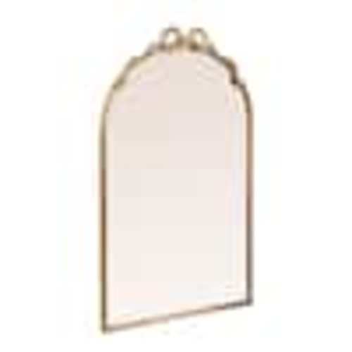 Storied Home Harriet Gold 19.1 in. x 33.9 in. Arch Framed Wall Mirror with Bow EC2016