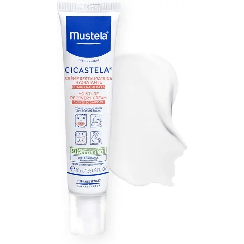 Mustela Cicastela Moisture Recovery Cream - Multipurpose Baby Ointment for Skin Discomfort - with Natural Avocado & Hyaluronic Acid - Fragrance-Free - 1.35 fl. Oz