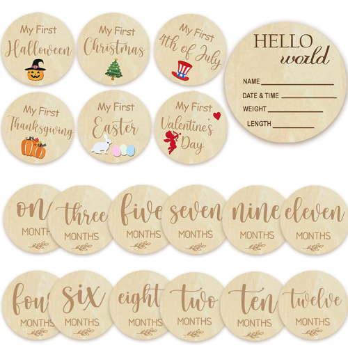 XIBUFE Baby Monthly Milestone Cards - My First Holiday Milestone Baby Announcement Sign & Celebration Board Hello World Sign Milestone Photo Cards Perfect Newborn Gift & Keepsake