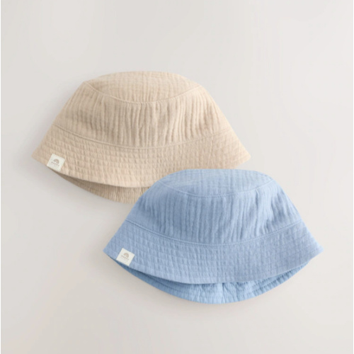 Buy Blue and Beige Baby Bucket Hats 2 Pack from Next USA