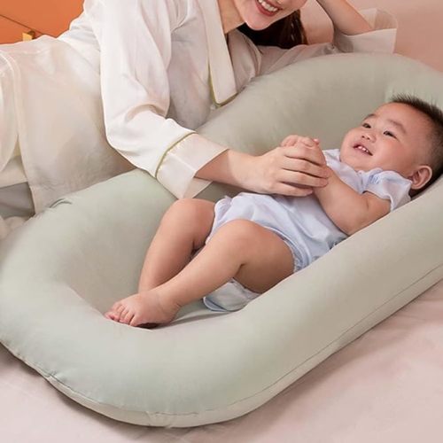 Baby Lounger Pillow for Newborn Babies 0-18 Months, Snuggle Me Organic Lounger for Baby, Soft Cotton Breathable Baby Nest Sleeper (Green)
