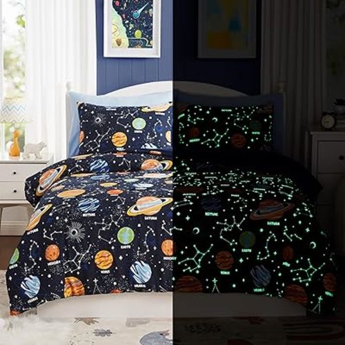 Twin Bedding Sets for Boys - 5 Pieces Space Bedding Twin Comforter Set