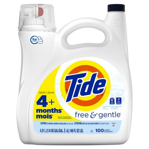 Tide Free & Gentle Liquid Laundry Detergent, 100 loads 146 fl oz