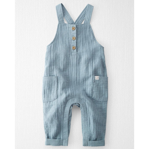 Baby Organic Cotton Gauze Overalls in Blue Creek