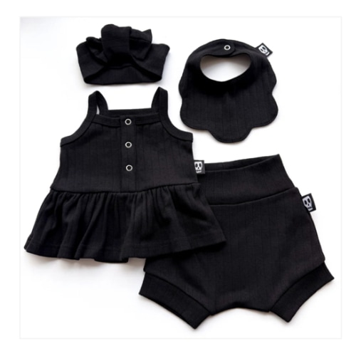 BABY POINTELLE BLACK 4 PIECE FRILL BABY SET – Skeletots