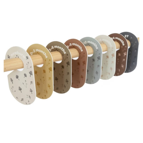 3 Sprouts Baby Closet Dividers Set of 8 - Toddler Clothes Organizer Hanger, Double-Sided Size Labels - Nursery Organization for Newborn Clothing, Infant, Boy & Girl - Mushroom