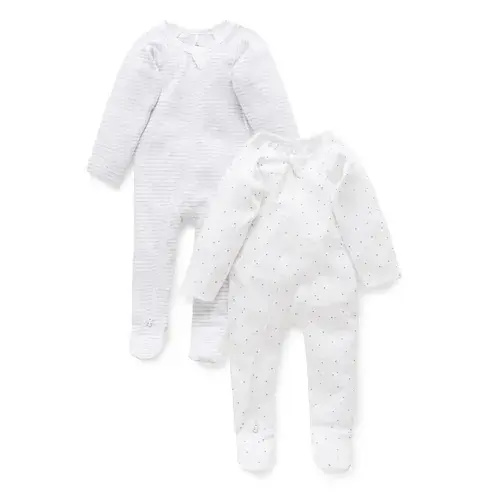 Purebaby 2 Pack Growsuit Essential Grey | Baby Bunting AU