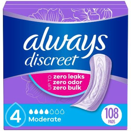 Always Discreet Moderate Incontinence Pads - 108ct