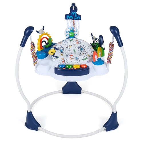 BABY JOY Baby Activity Center, Baby Jumpers and Bouncers with Music, Lights, 360° Rotating Seat, 3 Adjustable Heights, Montessori-Inspired Activity Center for Baby 6 Months + (Blue)