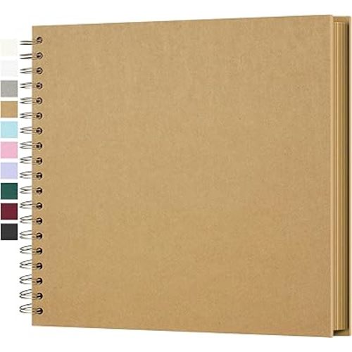 Yopih 12 x 12 Inch DIY Scrapbook Photo Album Hardcover Kraft Blank Page Acid-Free, 100 Pages (50 Sheets) Memory Book for Wedding Anniversaries Family Baby Memories Small Scrapbooking Projects, Yellow