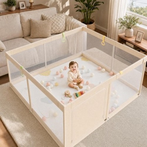 Fodoss Baby Playpen with Play Mat 59x59 Inch Extra Large Playpen for Babies Toddlers Indoor Play Yard Infant Kids Play Center